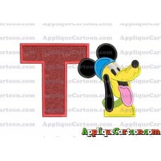 Pluto Mickey Mouse Applique Embroidery Design With Alphabet T