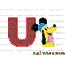 Pluto Mickey Mouse Applique Embroidery Design With Alphabet U