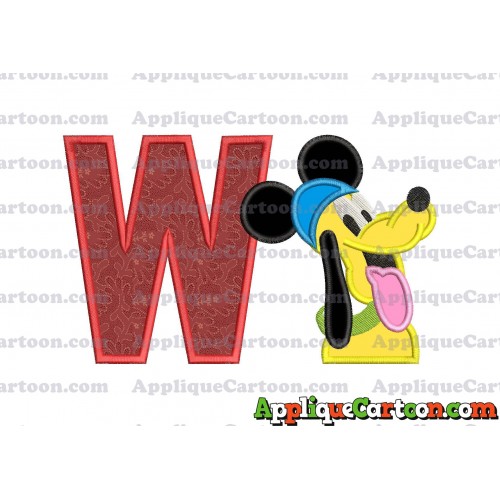 Pluto Mickey Mouse Applique Embroidery Design With Alphabet W