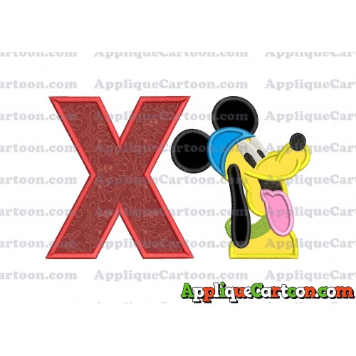 Pluto Mickey Mouse Applique Embroidery Design With Alphabet X