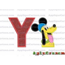 Pluto Mickey Mouse Applique Embroidery Design With Alphabet Y
