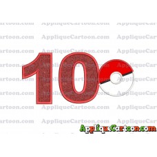 Pokeball Applique 01 Embroidery Design Birthday Number 10