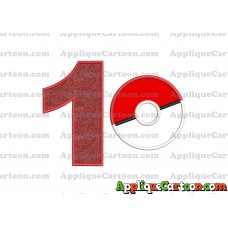 Pokeball Applique 01 Embroidery Design Birthday Number 1