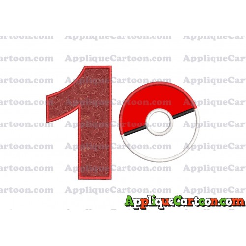 Pokeball Applique 01 Embroidery Design Birthday Number 1