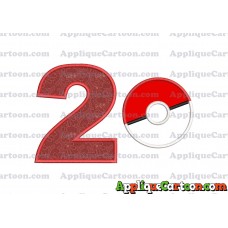 Pokeball Applique 01 Embroidery Design Birthday Number 2