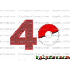 Pokeball Applique 01 Embroidery Design Birthday Number 4