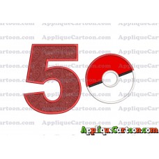 Pokeball Applique 01 Embroidery Design Birthday Number 5