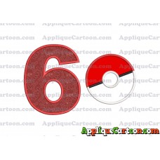 Pokeball Applique 01 Embroidery Design Birthday Number 6