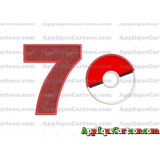 Pokeball Applique 01 Embroidery Design Birthday Number 7