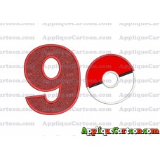 Pokeball Applique 01 Embroidery Design Birthday Number 9