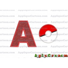 Pokeball Applique 01 Embroidery Design With Alphabet A