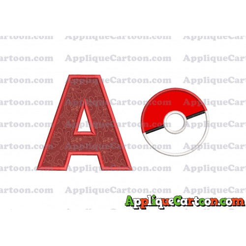 Pokeball Applique 01 Embroidery Design With Alphabet A