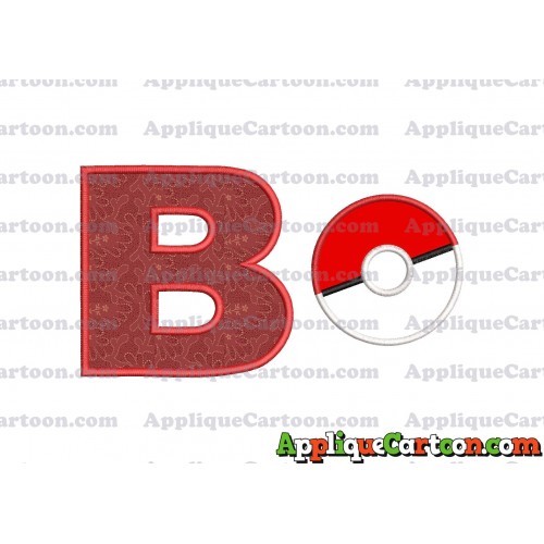 Pokeball Applique 01 Embroidery Design With Alphabet B