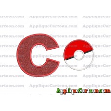 Pokeball Applique 01 Embroidery Design With Alphabet C