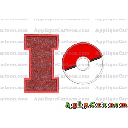 Pokeball Applique 01 Embroidery Design With Alphabet I