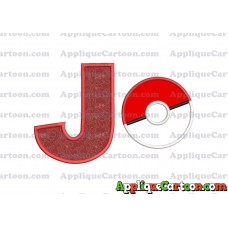Pokeball Applique 01 Embroidery Design With Alphabet J