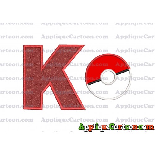 Pokeball Applique 01 Embroidery Design With Alphabet K