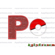 Pokeball Applique 01 Embroidery Design With Alphabet P