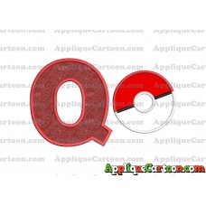 Pokeball Applique 01 Embroidery Design With Alphabet Q