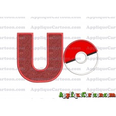 Pokeball Applique 01 Embroidery Design With Alphabet U