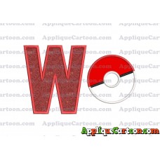 Pokeball Applique 01 Embroidery Design With Alphabet W