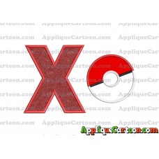 Pokeball Applique 01 Embroidery Design With Alphabet X