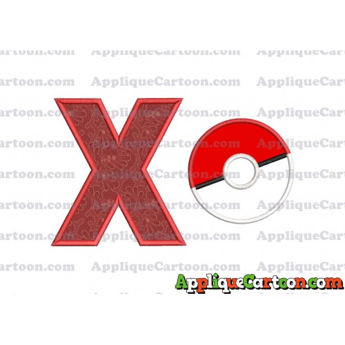 Pokeball Applique 01 Embroidery Design With Alphabet X