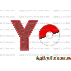 Pokeball Applique 01 Embroidery Design With Alphabet Y