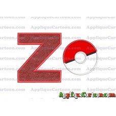 Pokeball Applique 01 Embroidery Design With Alphabet Z