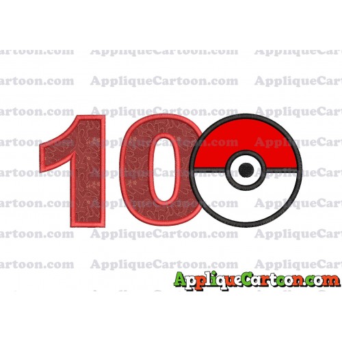 Pokeball Applique 02 Embroidery Design Birthday Number 10