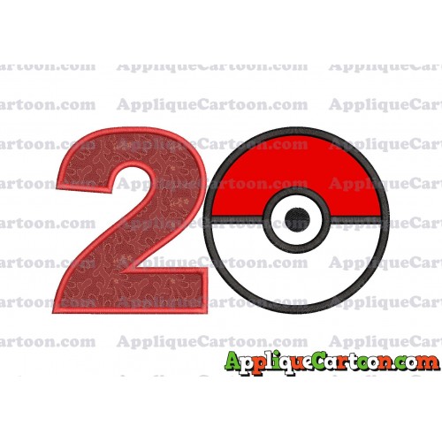 Pokeball Applique 02 Embroidery Design Birthday Number 2
