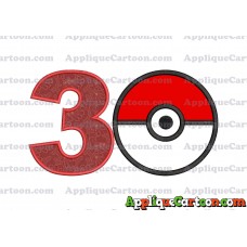 Pokeball Applique 02 Embroidery Design Birthday Number 3