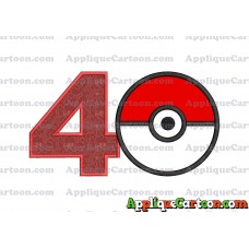 Pokeball Applique 02 Embroidery Design Birthday Number 4