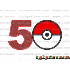 Pokeball Applique 02 Embroidery Design Birthday Number 5