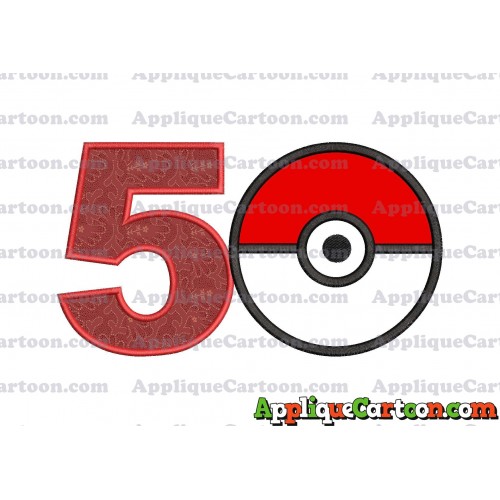Pokeball Applique 02 Embroidery Design Birthday Number 5