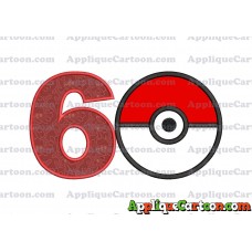 Pokeball Applique 02 Embroidery Design Birthday Number 6