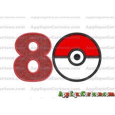 Pokeball Applique 02 Embroidery Design Birthday Number 8