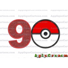 Pokeball Applique 02 Embroidery Design Birthday Number 9