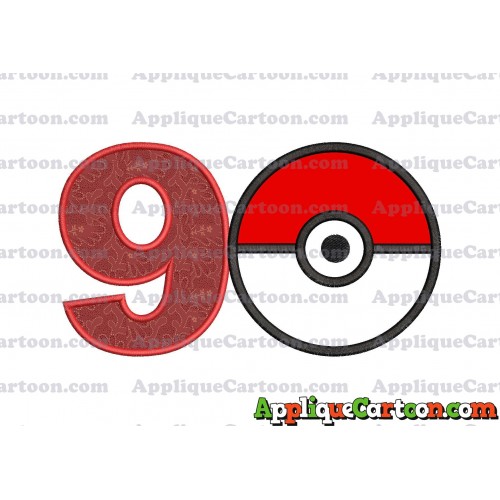 Pokeball Applique 02 Embroidery Design Birthday Number 9