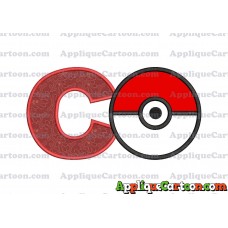 Pokeball Applique 02 Embroidery Design With Alphabet C