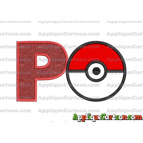 Pokeball Applique 02 Embroidery Design With Alphabet P