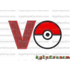 Pokeball Applique 02 Embroidery Design With Alphabet V