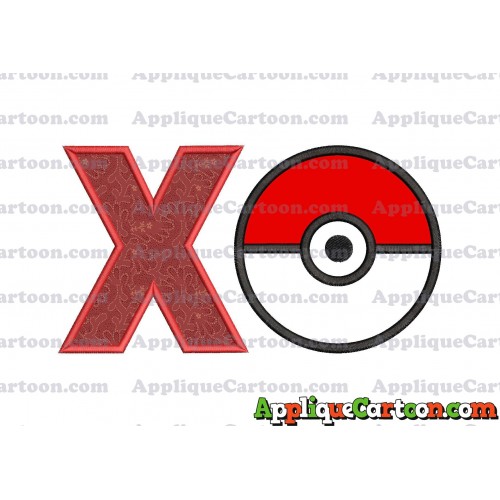Pokeball Applique 02 Embroidery Design With Alphabet X