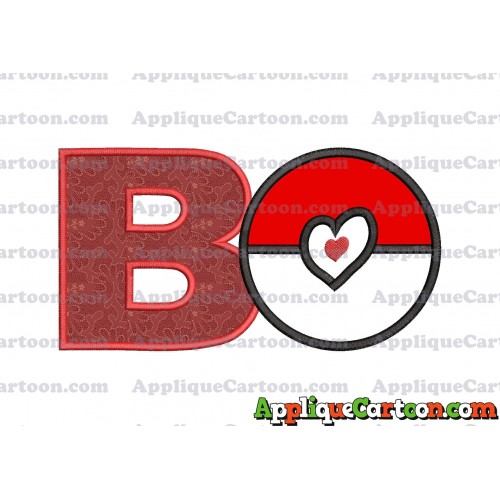 Pokeball with Heart Applique Embroidery Design With Alphabet B