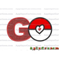 Pokeball with Heart Applique Embroidery Design With Alphabet G