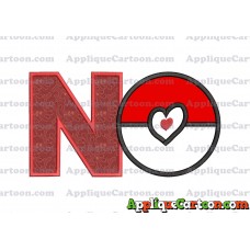 Pokeball with Heart Applique Embroidery Design With Alphabet N