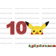 Pokemon Applique Embroidery Design Birthday Number 10