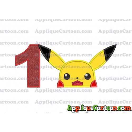 Pokemon Applique Embroidery Design Birthday Number 1