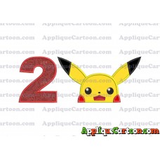 Pokemon Applique Embroidery Design Birthday Number 2