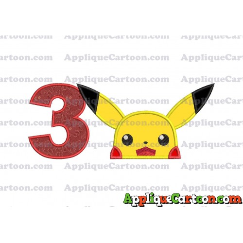 Pokemon Applique Embroidery Design Birthday Number 3